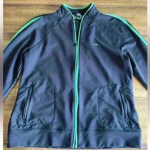 Lauren Ralph Lauren Active Full Zip Jacket Black with Green Trim Size Large